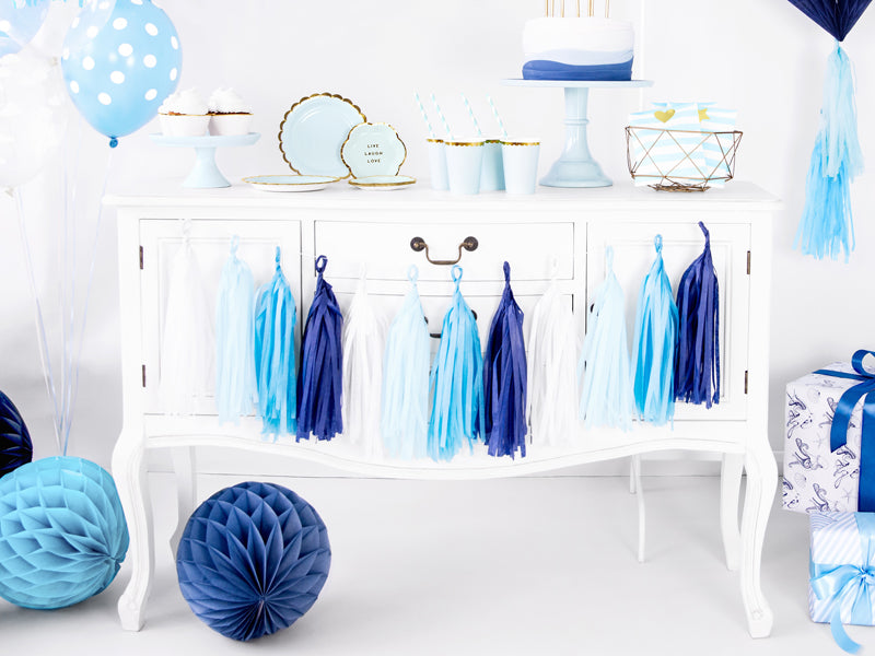 Babyshower Baby Party Junge Blau Boy Tasselgirlande Girlande