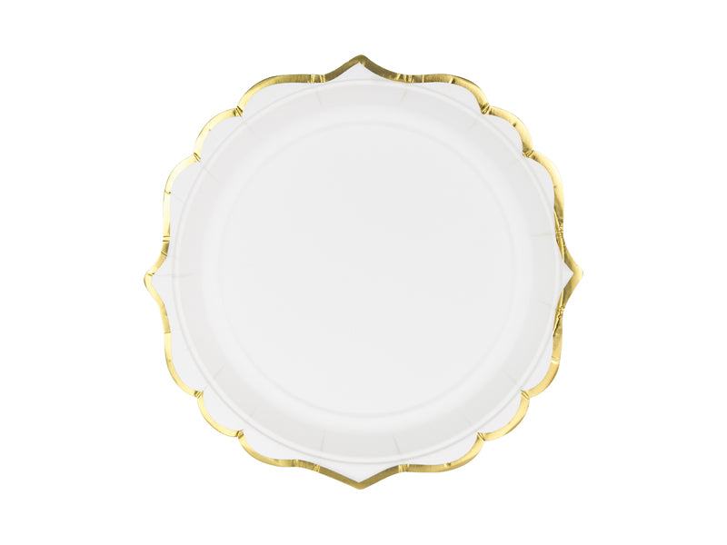 Pappteller Partyteller Hellblau Rosa Weiss Goldrand
