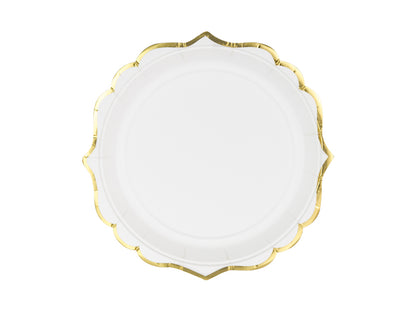 Pappteller Partyteller Hellblau Rosa Weiss Goldrand