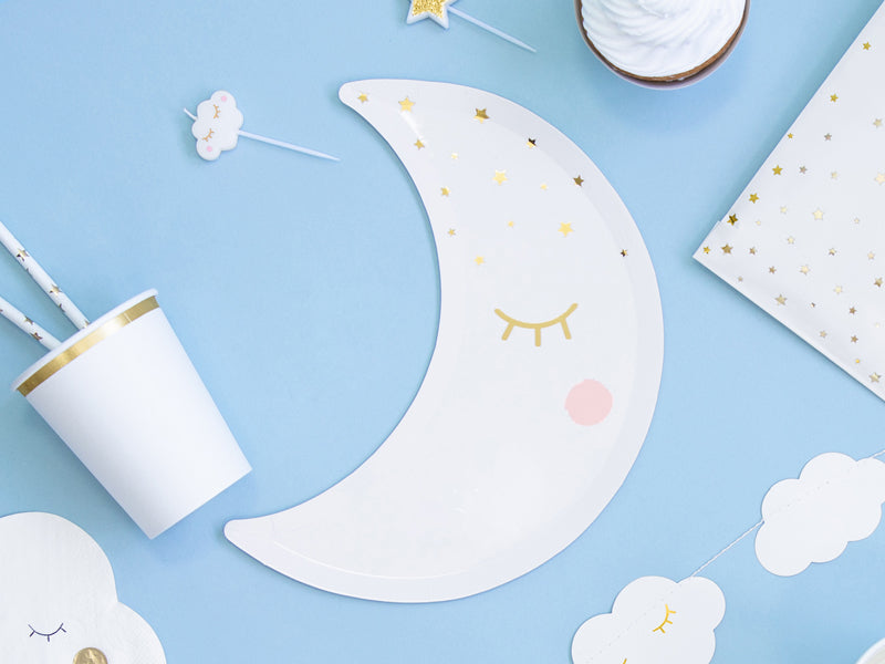 Partyteller Pappteller Gender Reveal Baby Party Babyshower Junge oder Mädchen Mond