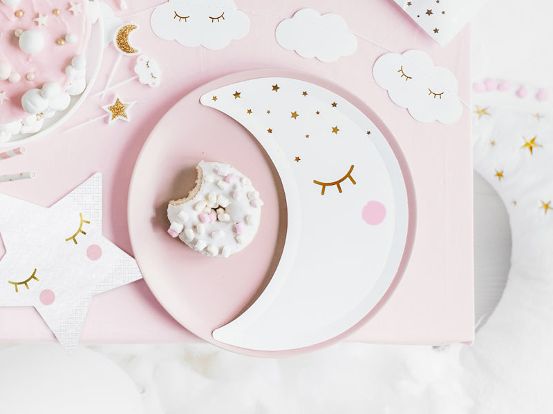 Partyteller Pappteller Gender Reveal Baby Party Babyshower Junge oder Mädchen Mond