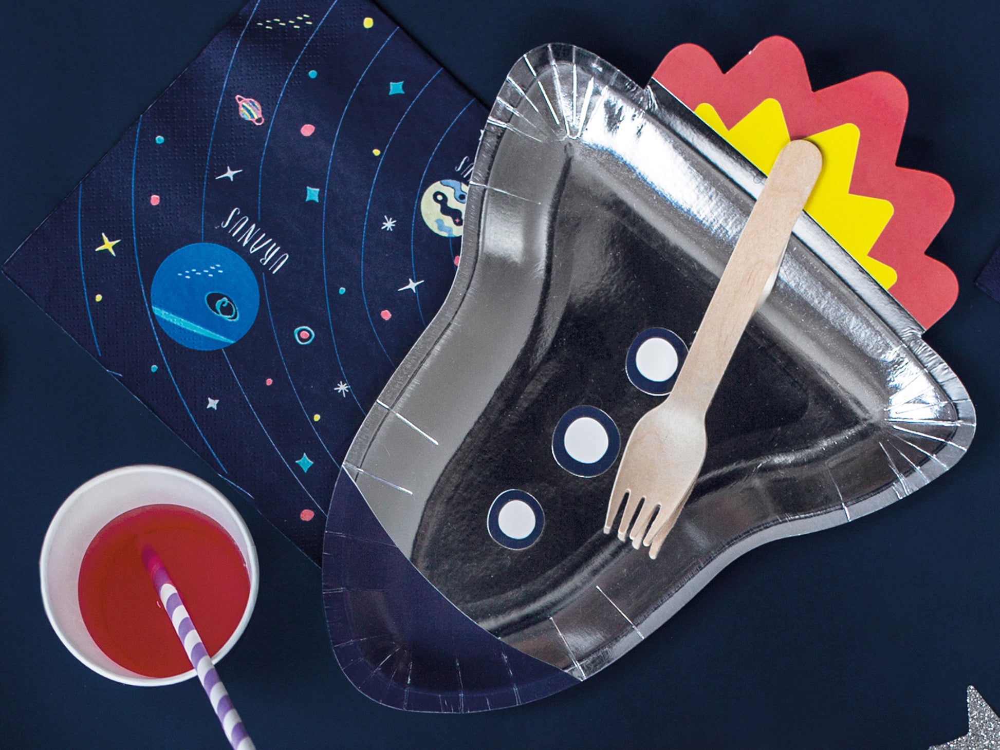 Space Party Weltraum Geburtstag Pappteller Rakete