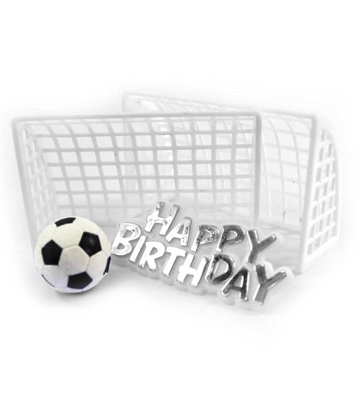 Tortendeko Set Fußball Party Tore Ball Happy Birthday Silber Kuchendeko Caketopper