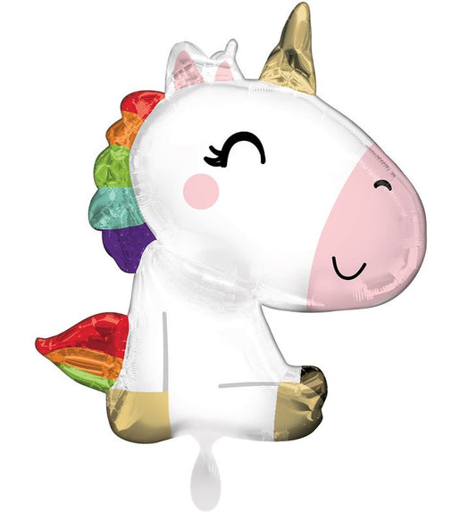 Einhorn Baby Sitzend Folienballon Regenbogen Party Kindergeburtstag