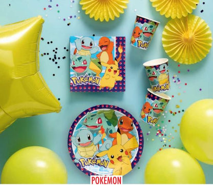 Pokemon Party Kinder Geburtstag Partyteller Partybecher Pappbecher ServiettenPappteller Pikachu