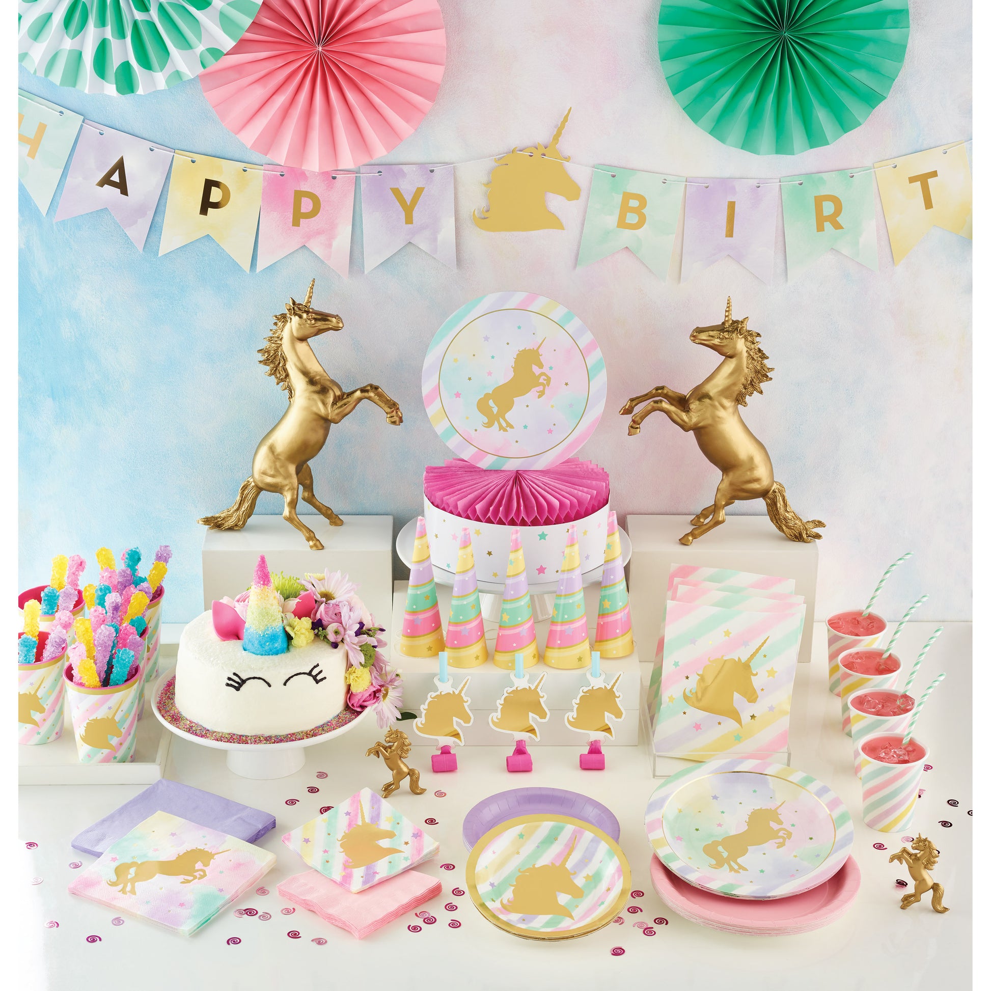 Einhorn Party Geburtstag Happy Birthday Girlande Pastell