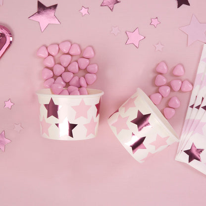 Eisbecher Snackbecher Baby Party Metallic Pink Rosa Mädchen Sterne