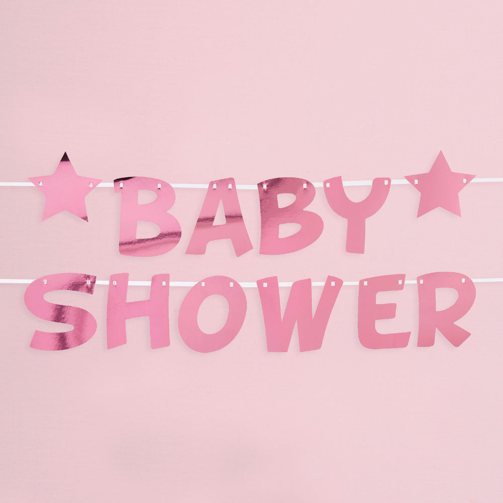 Girlande Babyshower Baby Party Metallic Pink Rosa Mädchen Sterne