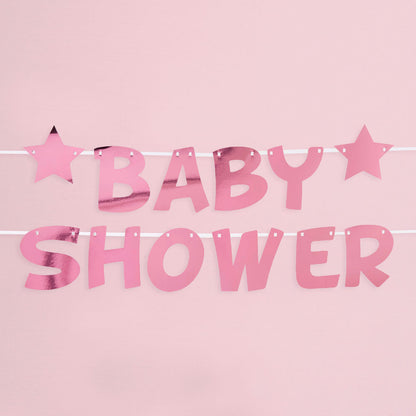 Girlande Babyshower Baby Party Metallic Pink Rosa Mädchen Sterne