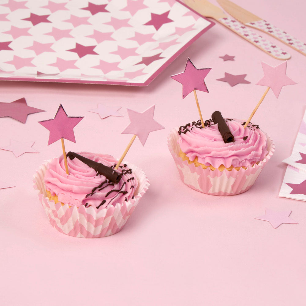 Caketopper Muffinförmchen Baby Party Metallic Pink Rosa Mädchen Sterne