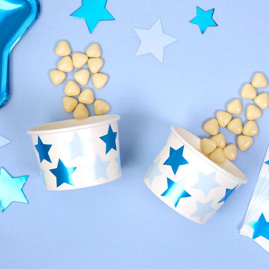 Sterne Blau Junge Geburt Geburtstag Metallic Hellblau Snackbecher Eisbecher