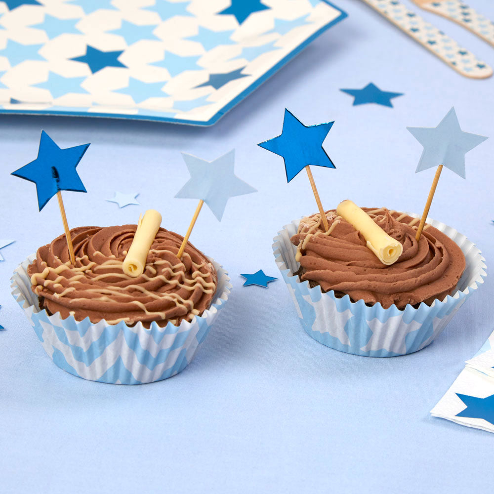 Caketopper Sterne Blau Muffinförmchen Baby Party Geburtstag