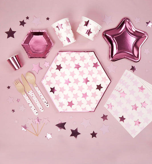 Babyshower Baby Party Pink Girl Mädchen Rosa Sterne Metallic