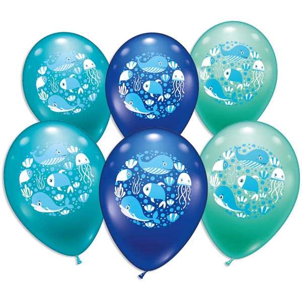 Party Geburtstag Dekoration Ocean Unterwasser Meeres Delfin Luftballons Latexballons Ballons Ballondeko