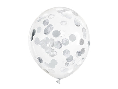 Konfetti ballons Silber Transparant Chrystal