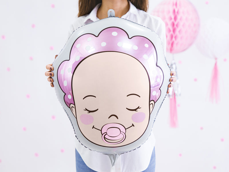 Folienballon Kopf Baby Girl Mädchen Party Rosa