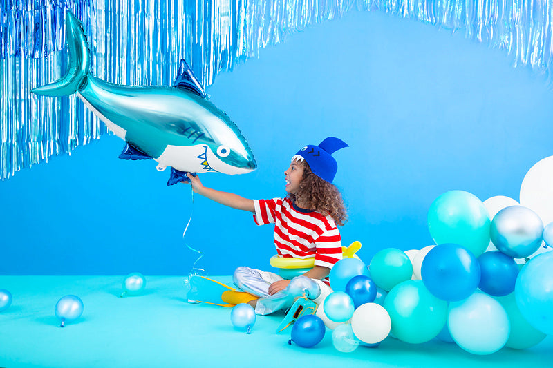 Folienballon Hai Haifisch XXL Blau Ocean Unterwasser Piraten Party Kindergeburtstag