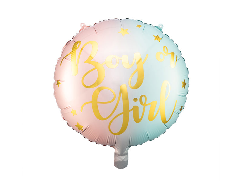 Boy or Girl Folienballon Blau Rosa Junge Mädchen Gender Reveal Baby Party