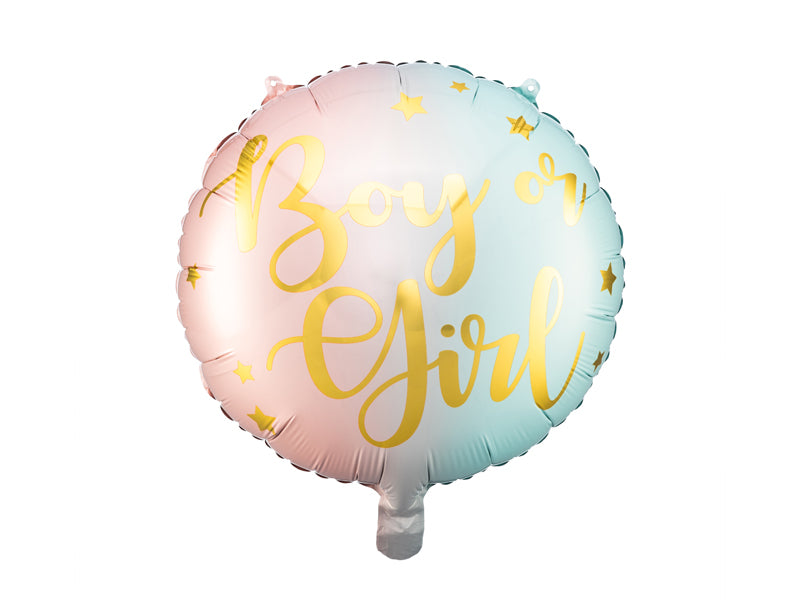 Boy or Girl Folienballon Blau Rosa Junge Mädchen Gender Reveal Baby Party