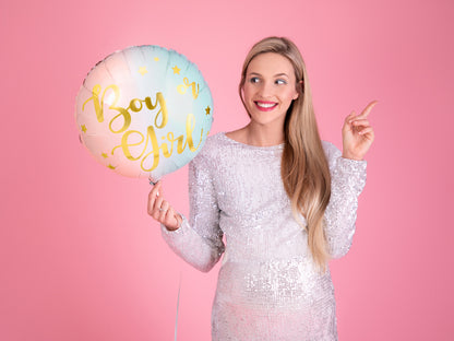 Boy or Girl Folienballon Blau Rosa Junge Mädchen Gender Reveal Baby Party