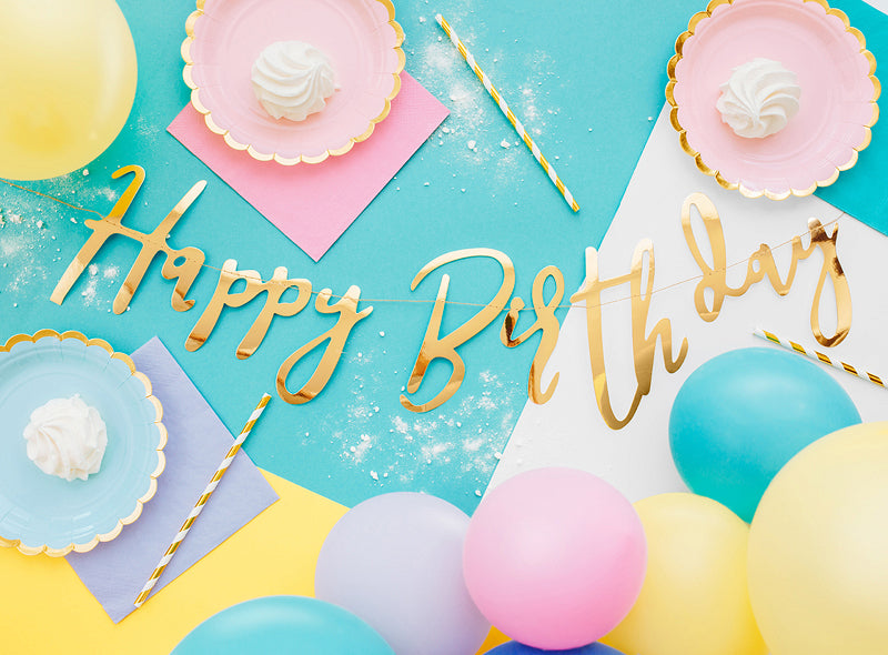 Happy Birthday Girlande Gold