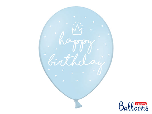 Ballon Mix Set Luftballons Latexballons Happy Birthday Junge Blau Hellblau Krone