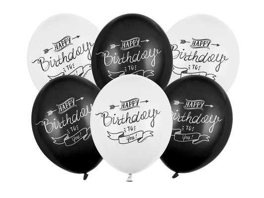 Ballon Mix Set Luftballons Latexballons Weiss Schwarz Happy Birthdayto you