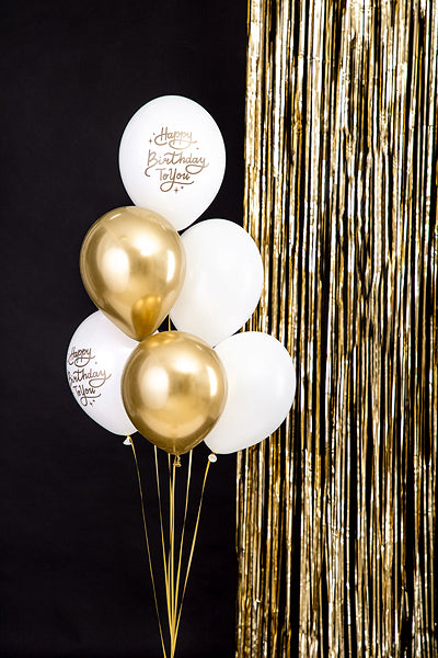 Ballon Mix Deko Set Latexballons Luftballons Weiss Gold Happy Birthday Glossy