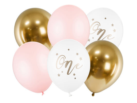 Latexballons 1. Geburtstag Gold Weiss Rosa One Luftballons Ballonmix Ballon Set