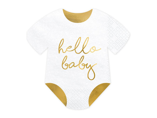 Servietten Baby Body Party Babyshower Gender Reveal Gold Weiss