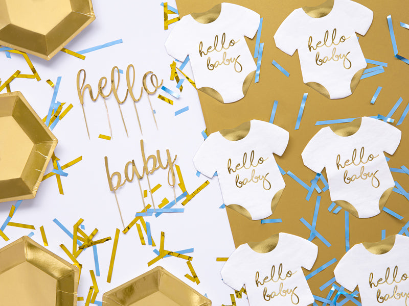 Servietten Baby Body Party Babyshower Gender Reveal Gold Weiss