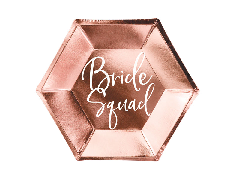 Partyteller Pappteller Bride Squad Brautparty Junggesellinnenabschied JGA Rosegold