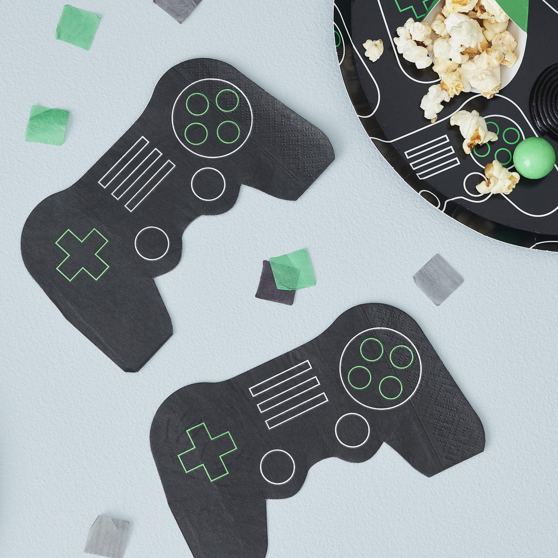 Gaming Game Party Teenager Teenie Zocker Servietten Schwarz Grün Controller