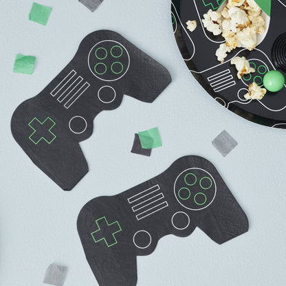 Gaming Game Party Teenager Teenie Zocker Servietten Schwarz Grün Controller