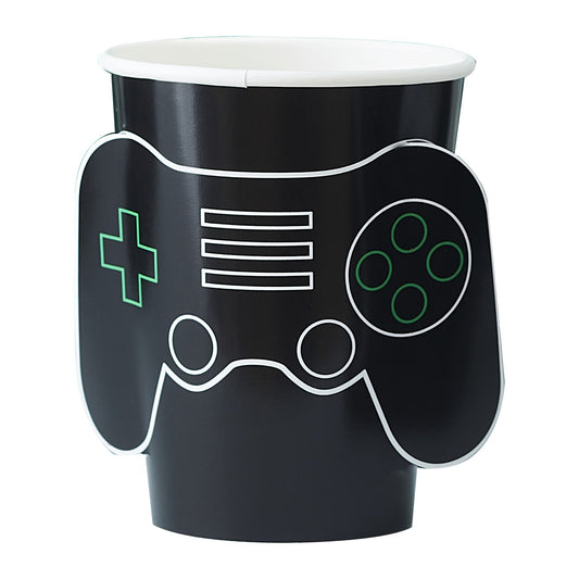 Gaming Game Party Teenager Teenie Zocker Partybecher Pappbecher Schwarz Grün Controller