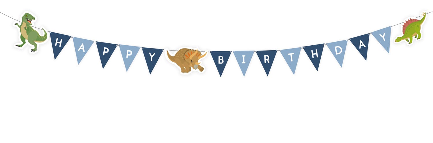 Dino Party Kindergeburtstag Girlande Happy Birthday
