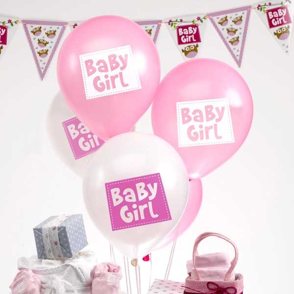 Latexballons Baby Girl Eule in Rosa
