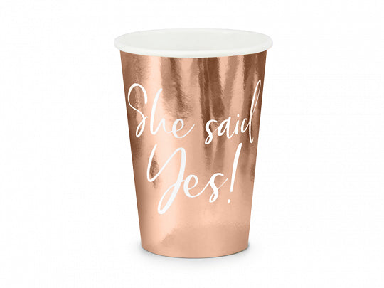 Partybecher Pappbecher in Rosegold She said Yes Brautparty Jungegesellinnenabsched JGA