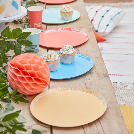 Pappteller Partyteller Pastell Regenbogen Party