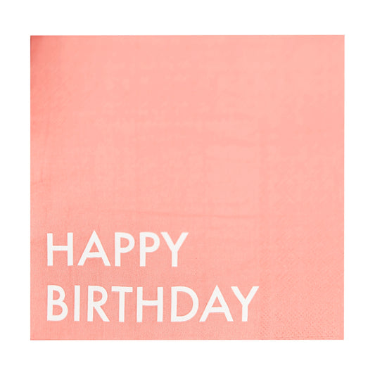 Servietten Koralle Happy Birthday Eco Pastell Regenbogen Party