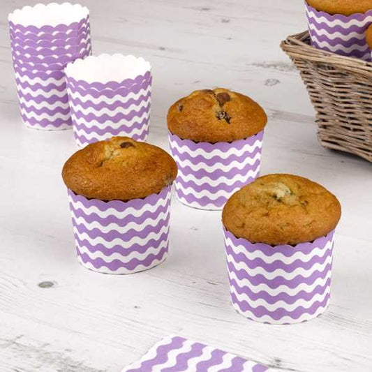 Muffinförmchen Muffinformen lila Welle gestreift Backform Cupcakes