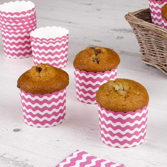 Muffinförmchen Muffinformen pink Welle gestreift Backform Cupcakes