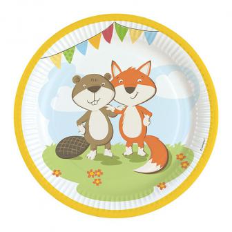 Waldtiere Geburtstag Pappteller Partyteller Fuchs Biber Kindergeburtstag