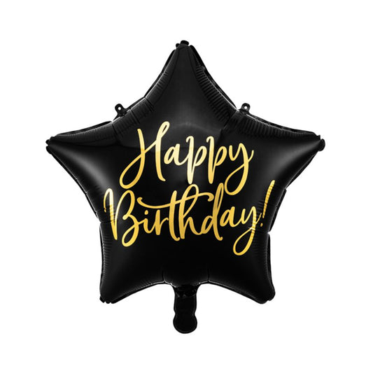 Happy Birthday Folienballon Stern Schwarz
